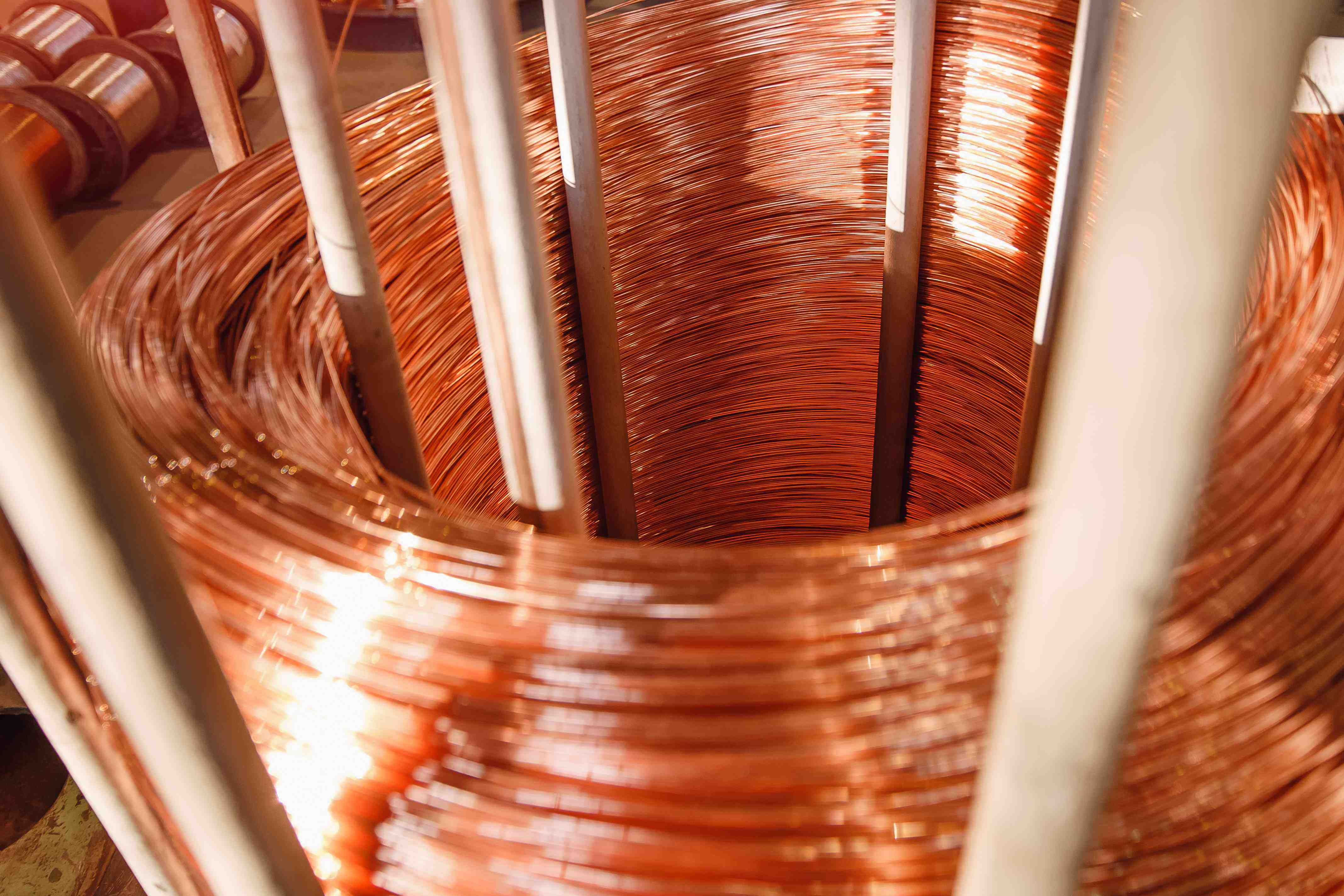 Raw copper wire ready for processing